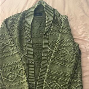 Lucky Brand Olive Cable Knit Cardigan